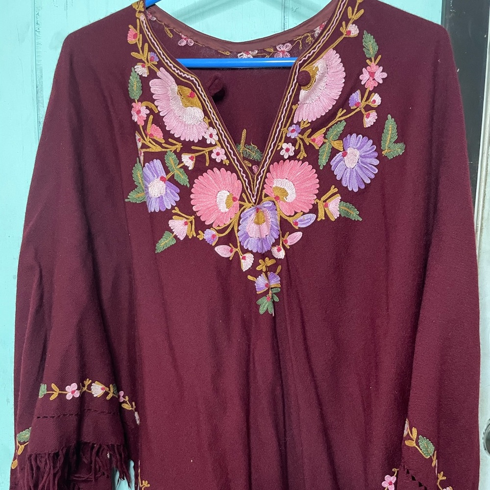 Vintage Floral Poncho